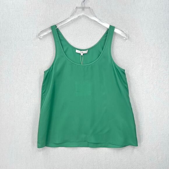 TIBI Silk Habutai Tank Top Womens 2 Green Tea Lightweight Layering NEW - Picture 4 of 16
